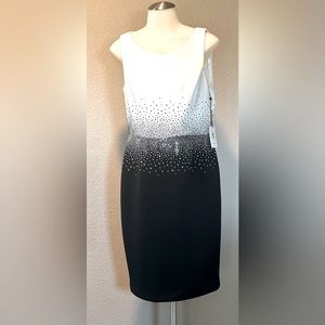 Formal evening sparkling black and white dress